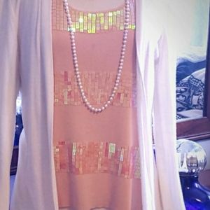 Boutique Apricot sequin sleeveless dress top